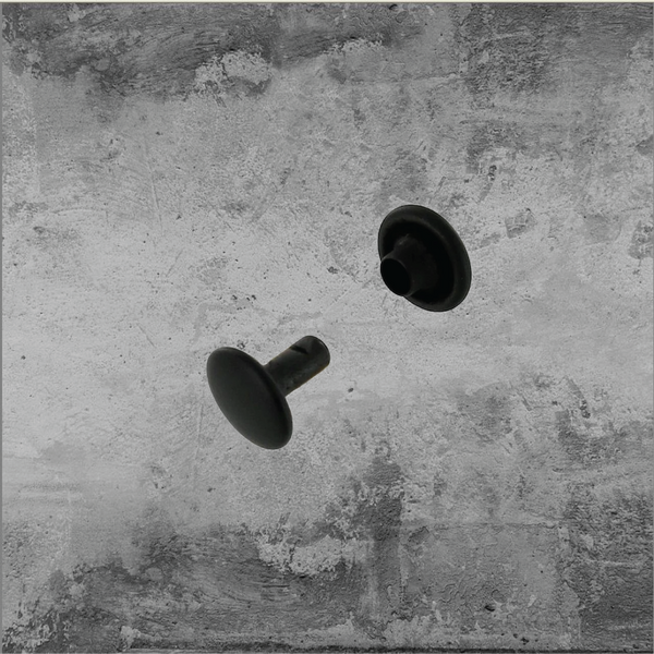 Cap Rivet, 9mm Cap, 7.9mm Post Black (100pc)