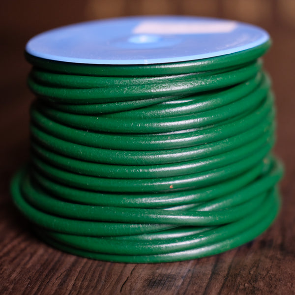 Gabarro Round Leather Cord - Green 6mm