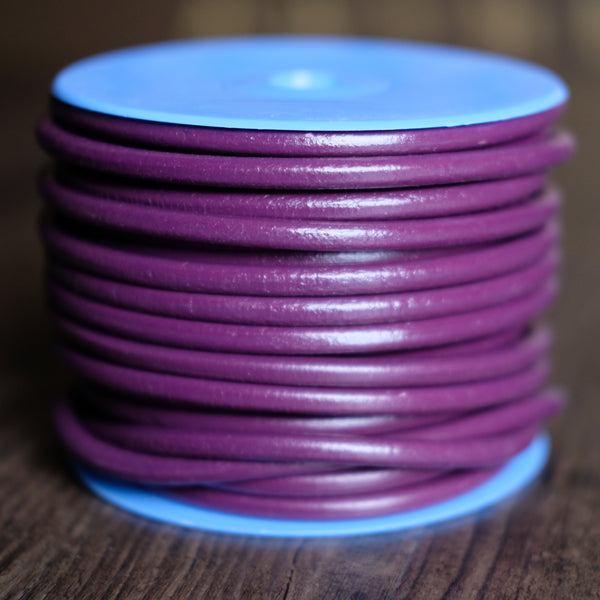Gabarro Round Leather Cord - Purple 6mm