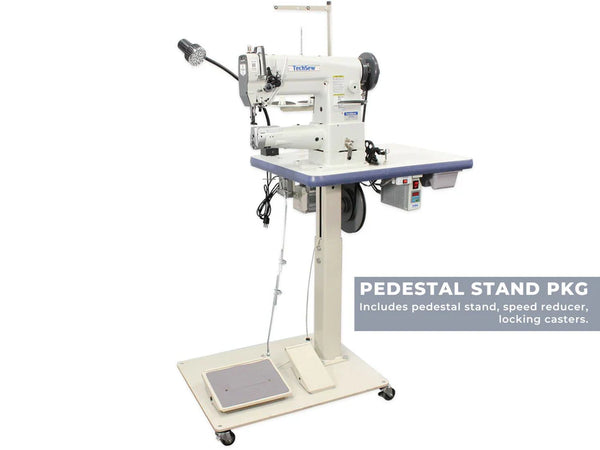 Techsew 2750 PRO Cylinder Walking Foot Industrial Sewing Machine - with Pedestal Table, Speed Reducer, and Locking Casters