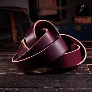 Hermann Oak - Burgundy Latigo 9-11oz (Premium) CUSTOM STRAP LENGTHS
