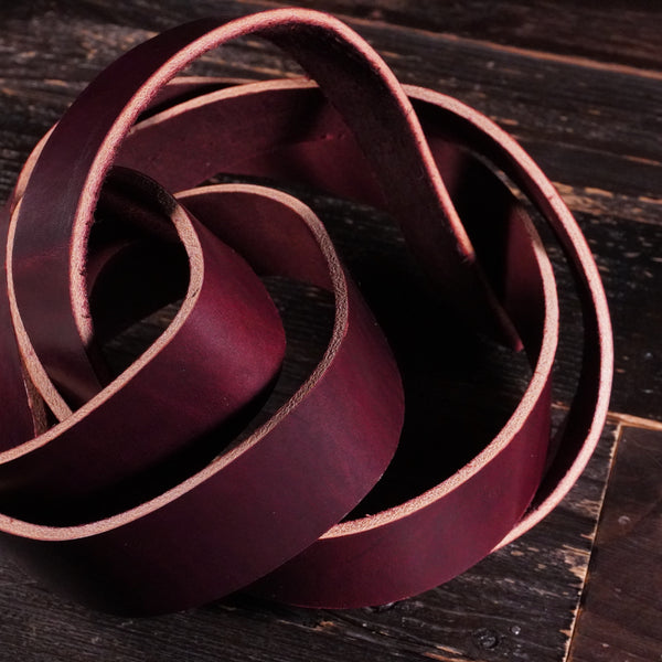 Hermann Oak - Burgundy Latigo 9-11oz (Premium) CUSTOM STRAP LENGTHS

