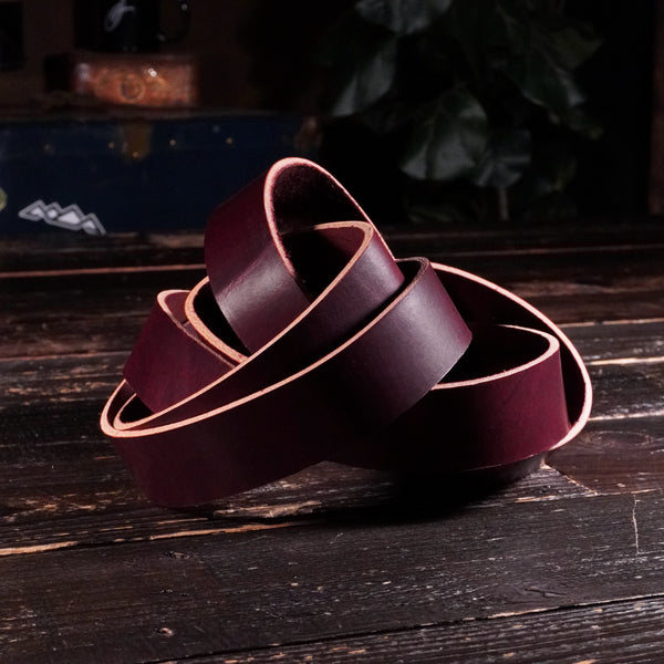 Hermann Oak - Burgundy Latigo 9-11oz (Premium) CUSTOM STRAP LENGTHS
