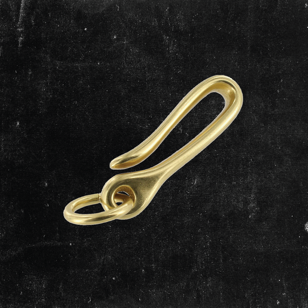 Small Belt Hook 2" w/Ring Solid Brass