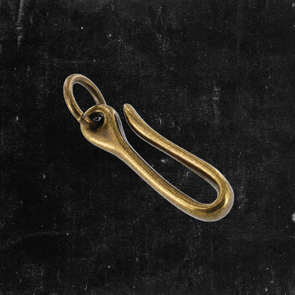 Small Belt Hook 2" w/Ring Antique Brass