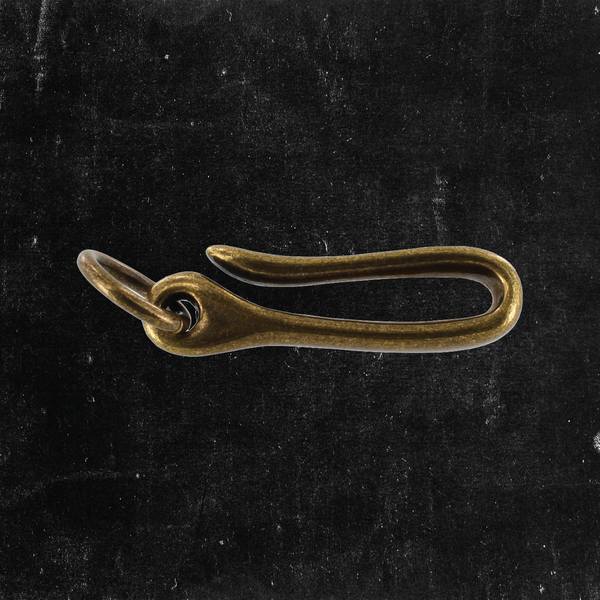 Small Belt Hook 2" w/Ring Antique Brass