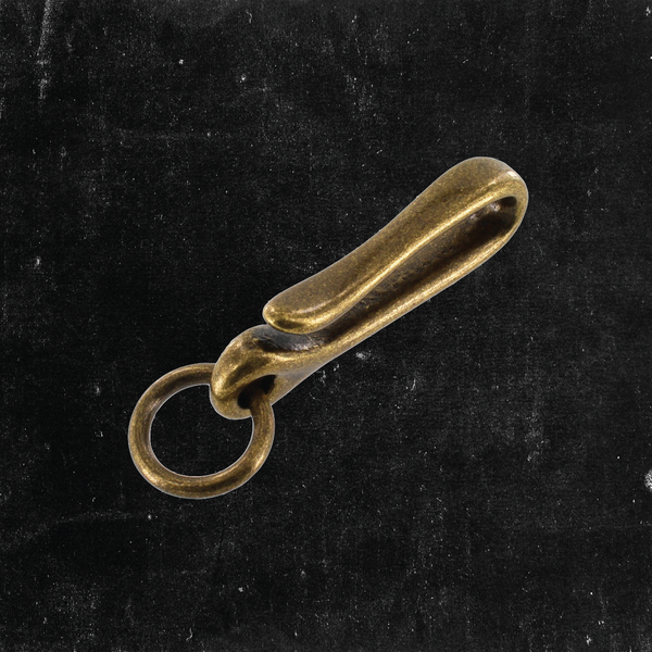 Small Belt Hook 2" w/Ring Antique Brass