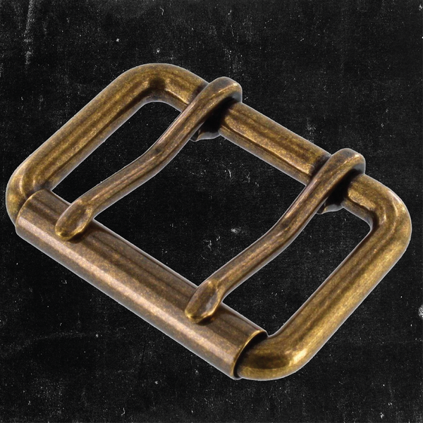 Double Prong Heel Bar Buckle Antique Brass 1 3/4"