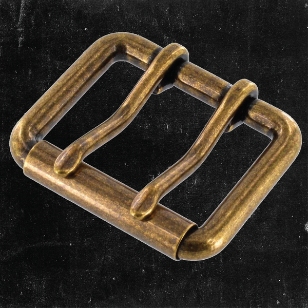 Double Prong Heel Bar Buckle Antique Brass 1 1/2"