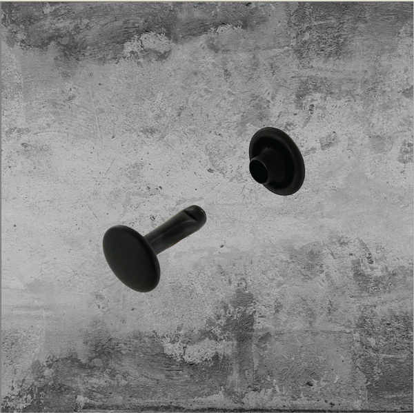 Cap Rivet, 9mm Cap, 12.7mm Post Black (100pc)