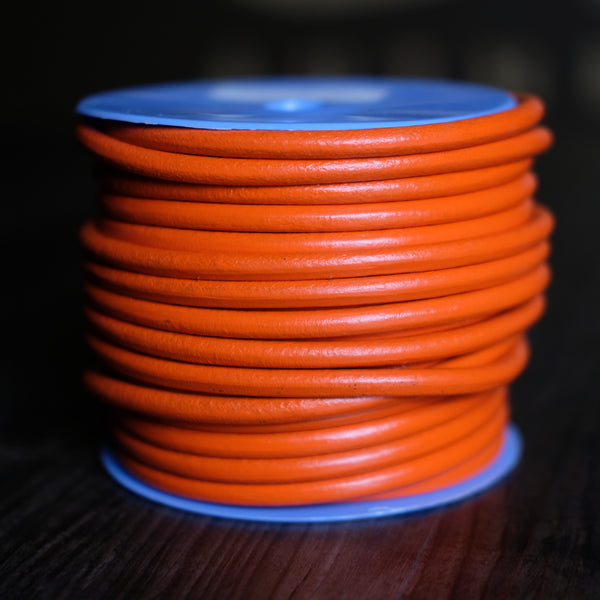 Gabarro Round Leather Cord - Orange 6mm