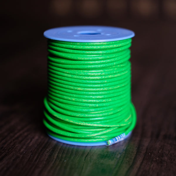 Gabarro Round Leather Cord - Fluorescent Green 3mm